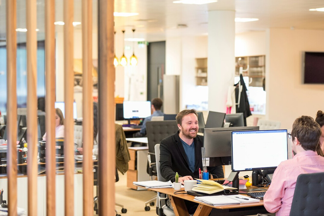 corporate software team in office